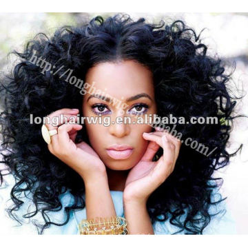 Cheveux courts jerry curl dentelle noire perruques